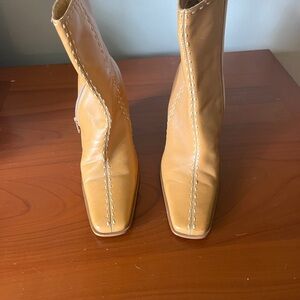 Diba Elko camel stitched ankle wedge boots. Never worn.